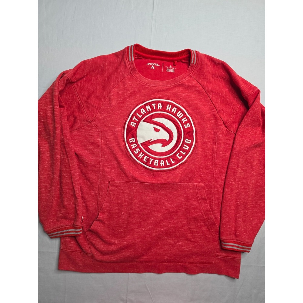 Antigua NBA Atlanta Hawks Basketball Sweatshirt Men's Large Red Kangaroo Pocket